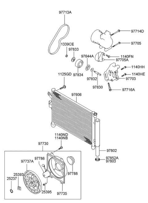 2002 Hyundai Accent Air conditioning System-Cooler Line Diagram 2