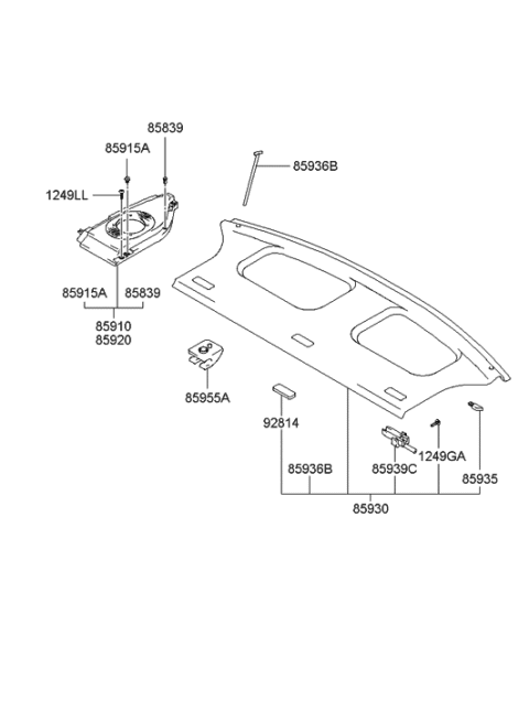 2004 Hyundai Accent Covering Shelf Diagram