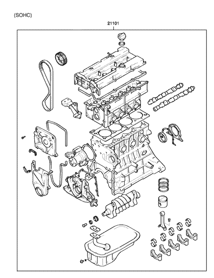 1999 Hyundai Accent New Body Style Sub Engine Assy Diagram 1