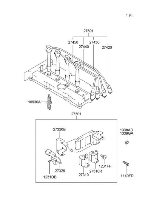 2000 Hyundai Accent Spark Plug & Cable Diagram 2