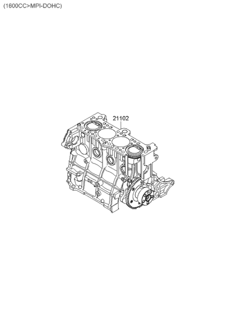 1999 Hyundai Accent New Body Style Short Engine Assy Diagram 2