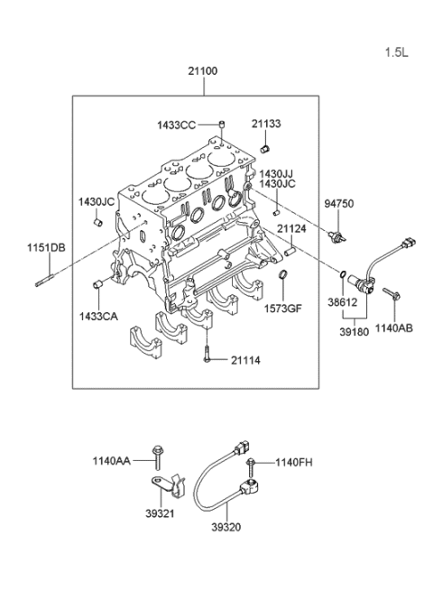 2005 Hyundai Accent Old Body Style Cylinder Block Diagram 1