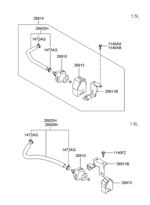 2002 Hyundai Accent Bracket-PCV Diagram for 28911-22601