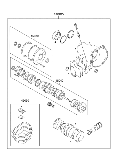 2001 Hyundai Accent Seal Kit-Automatic Transaxle Front & Rear Clutch Diagram for 45040-25A00