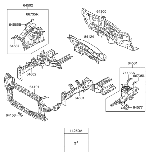 2014 Hyundai Elantra GT Fender Apron & Radiator Support Panel Diagram