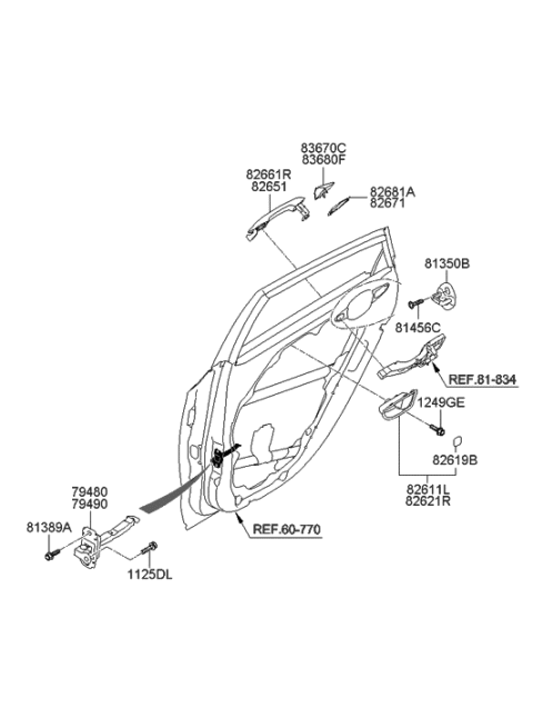 2007 Hyundai Tiburon Door Handle Assembly, Exterior, Right Diagram for 82661-A5050