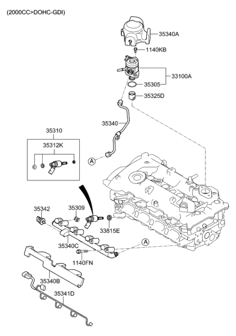 2014 Hyundai Elantra GT Throttle Body & Injector Diagram 3