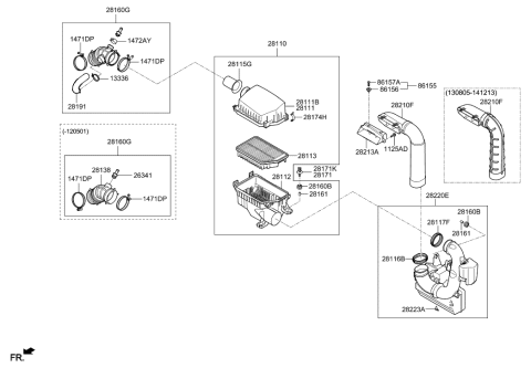 2007 Hyundai Tiburon Hose Assembly-Air Intake Diagram for 28140-3X320