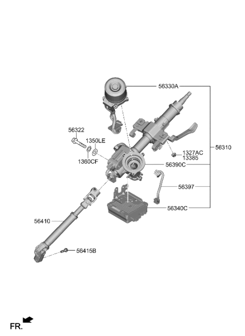 2008 Hyundai Tiburon Column Assembly-Upper Diagram for 56310-A5400