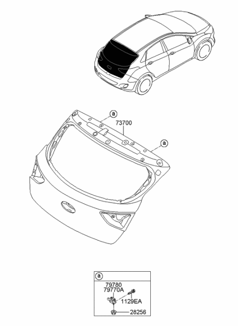 2013 Hyundai Elantra GT Hinge Assembly-Tail Gate Diagram for 79770-A5000