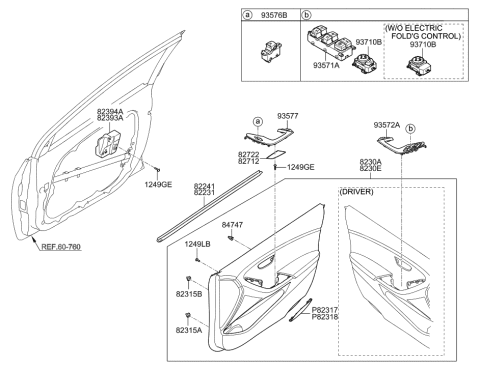2008 Hyundai Tiburon Switch Assembly-Outside Mirror Control Diagram for 93573-A5020