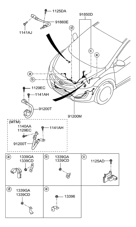 2014 Hyundai Elantra GT Wiring Assembly-Battery Diagram for 91850-A5131