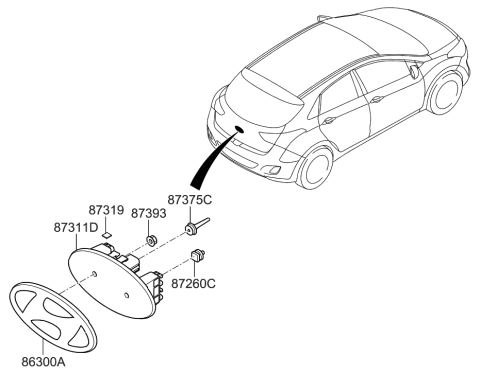 2008 Hyundai Tiburon Emblem Diagram for 86320-A5000