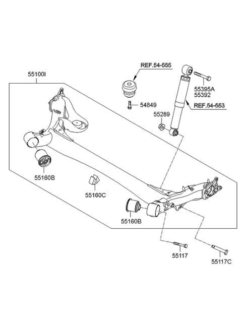 2007 Hyundai Tiburon Torsion Axle Complete Diagram for 55100-A5500