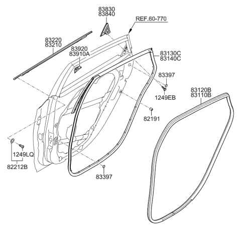 2014 Hyundai Elantra GT Rear Door Moulding Diagram