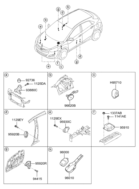 2014 Hyundai Elantra GT Cover-Rain Sensor Diagram for 96010-1H300