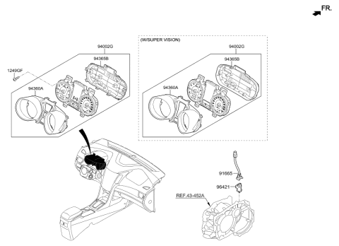 2008 Hyundai Tiburon Cluster Assembly-Instrument Diagram for 94053-A5510