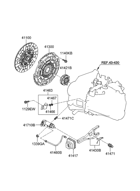 2014 Hyundai Elantra GT Clutch & Release Fork Diagram