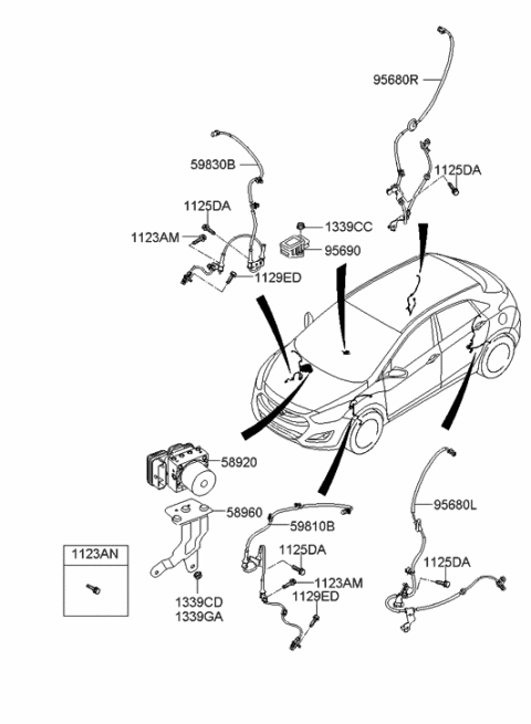 2007 Hyundai Tiburon Sensor Assembly-Front ABS.RH Diagram for 59830-A5300