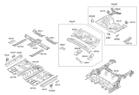 2007 Hyundai Tiburon Crossmember,RH Diagram for 65185-A5000