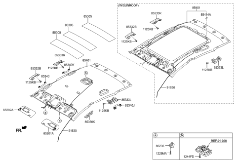 2014 Hyundai Elantra GT Headlining Assembly Diagram for 85314-A5640-TX