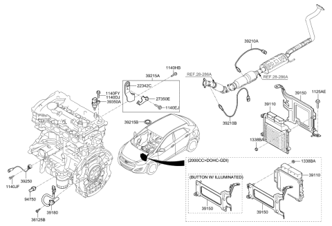 2007 Hyundai Tiburon Engine Control Module Unit Diagram for 39133-2EGE0
