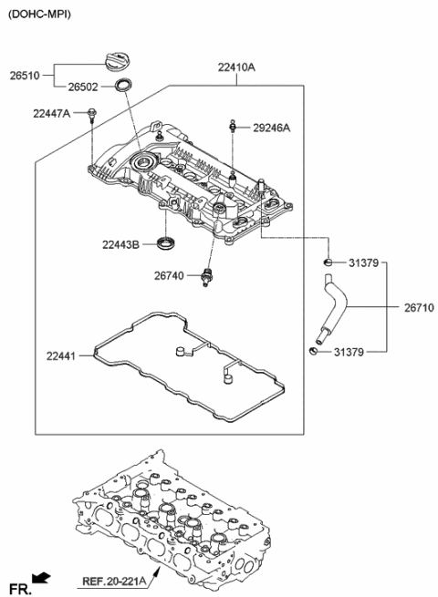 2013 Hyundai Elantra GT Rocker Cover Diagram 1