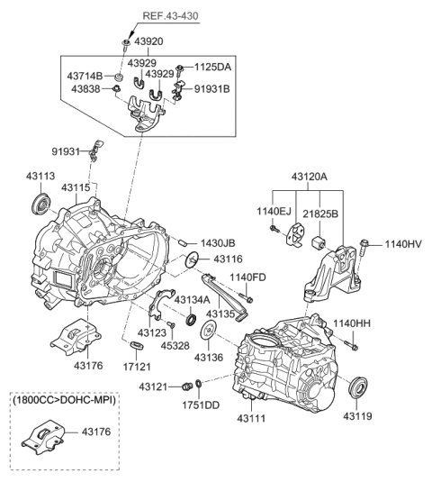 2013 Hyundai Elantra GT Transaxle Case-Manual Diagram