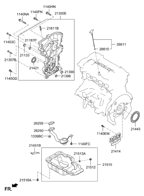 2007 Hyundai Tiburon Seal-Oil Diagram for 21421-2E000