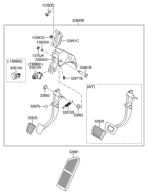 2008 Hyundai Tiburon Pedal Assembly-Brake Diagram for 32800-3X210
