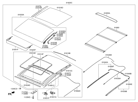 2014 Hyundai Elantra GT Tilt Lever-Panorama Roof Moving Glass,LH Diagram for 81635-A5000