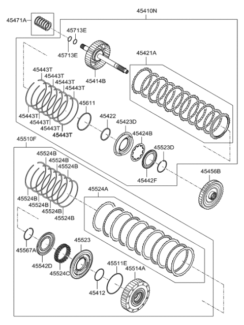 2014 Hyundai Elantra GT RETAINER Assembly-Overdrive Clutch Diagram for 45514-26200