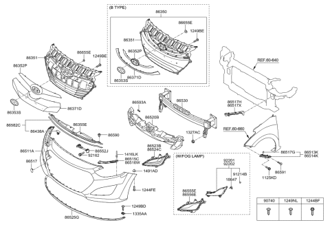 2013 Hyundai Elantra GT Bracket-Front Bumper Side,RH Diagram for 86514-A5000