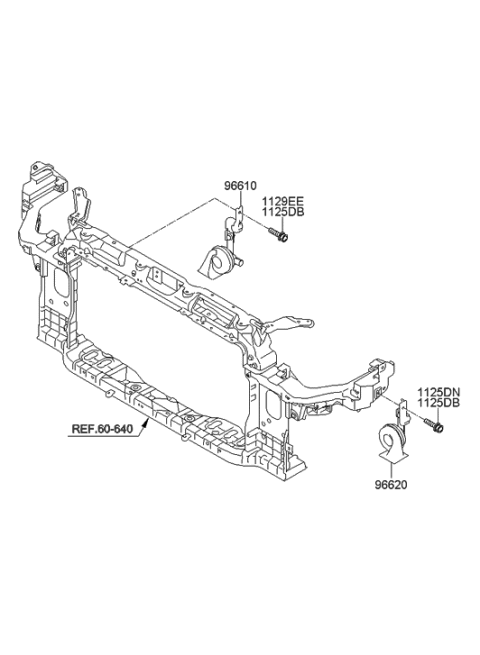 2008 Hyundai Tiburon Horn Assembly-Low Pitch Diagram for 96610-A5100