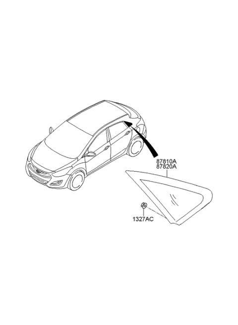 2014 Hyundai Elantra GT Glass & MOULDING Assembly-Quarter Diagram for 87820-A5020