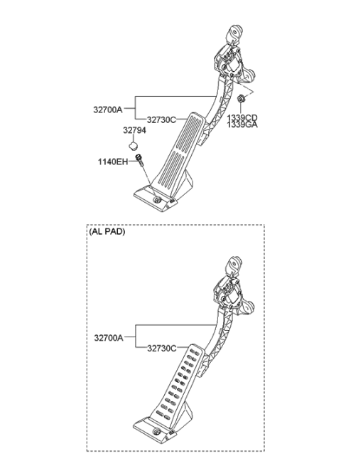 2013 Hyundai Elantra GT Accelerator Pedal Diagram