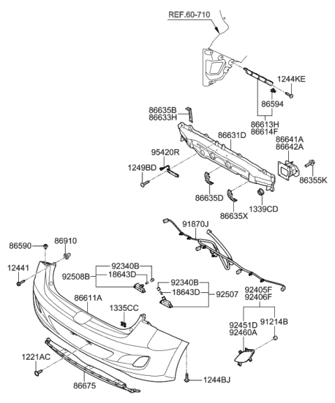 2014 Hyundai Elantra GT Rear Bumper Diagram