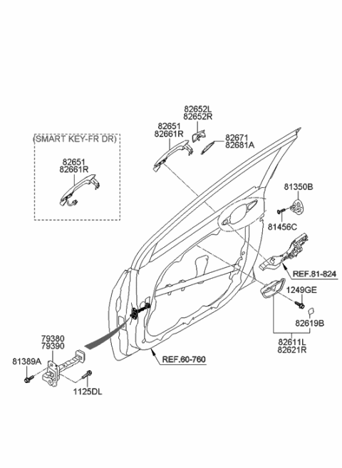 2013 Hyundai Elantra GT Front Door Locking Diagram