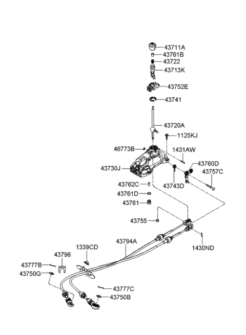2005 Hyundai Sonata New Body Style (Korean) Shift Lever Control (MTM) Diagram