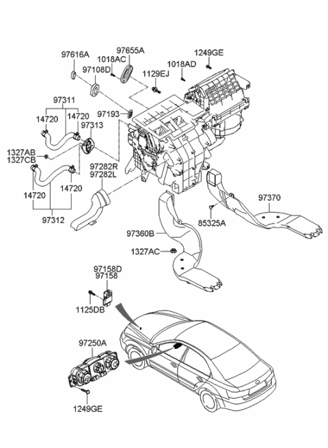 2005 Hyundai Sonata Heater System-Control & Duct Diagram
