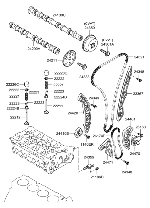 2005 Hyundai Sonata New Body Style (Korean) Camshaft & Valve Diagram