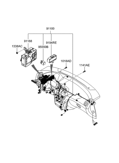 2010 Hyundai Genesis Flasher Module-Turn Signal Diagram for 95550-3K000