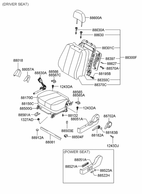 2010 Hyundai Genesis Buckle Assembly-Front Seat Belt,LH Diagram for 88830-0A000-QS