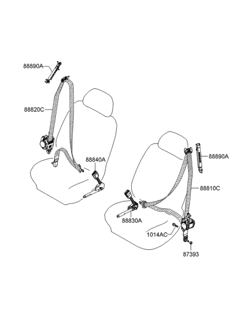 2005 Hyundai Sonata New Body Style (Korean) Front Seat Belt Diagram
