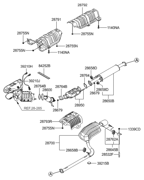 2005 Hyundai Sonata Muffler & Exhaust Pipe Diagram