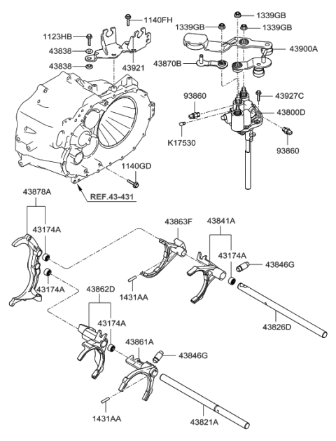 2005 Hyundai Sonata New Body Style (Korean) Gear Shift Control (MTM) Diagram 1