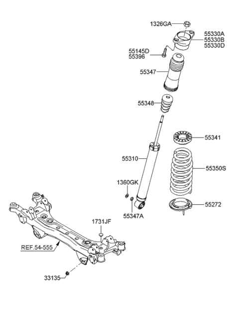 2005 Hyundai Sonata Bracket Assembly-Rear,LH Diagram for 55330-3K010