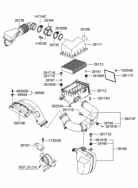 2005 Hyundai Sonata New Body Style (Korean) Air Cleaner Diagram