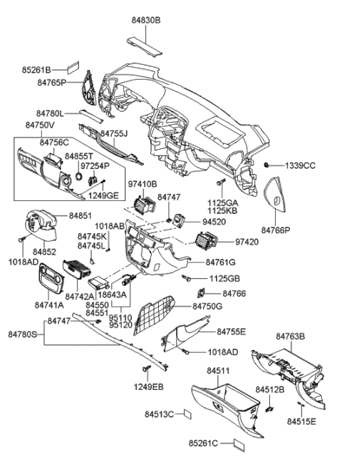 2005 Hyundai Sonata New Body Style (Korean) Crash Pad Lower Diagram