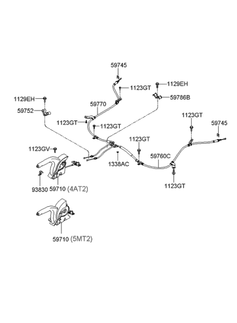 2010 Hyundai Genesis Lever Assembly-Parking Brake Diagram for 59710-3K300-QS